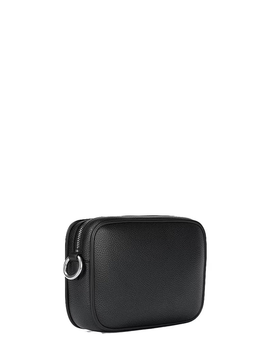 Michael Kors Women's Jet Set Large Pebbled Leather Camera Crossbody Bag Black/Silver