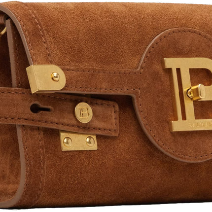 Balmain Women's B-Buzz Pouch 23-Calfskin Suede Brown