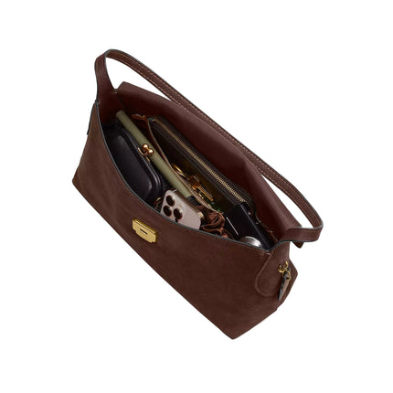 Coach Women's Chelsea Shoulder Bag 36 Suede/Brass/Dark Chocolate