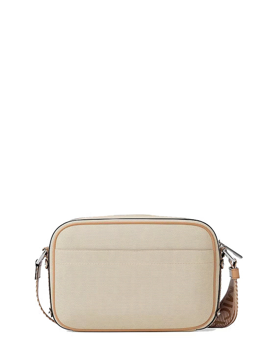 Michael Kors Women's Maeve Large Canvas Crossbody Bag Peanut/Silver