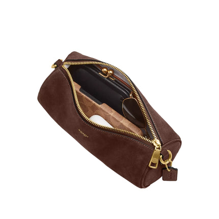 Coach Women's Barrel Bag Suede/Brass/Dark Chocolate