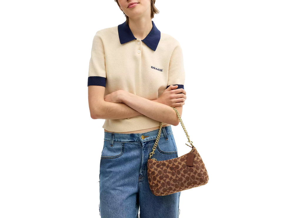Coach Women's Teri Shoulder Bag In Signature Satin Gold/Tan