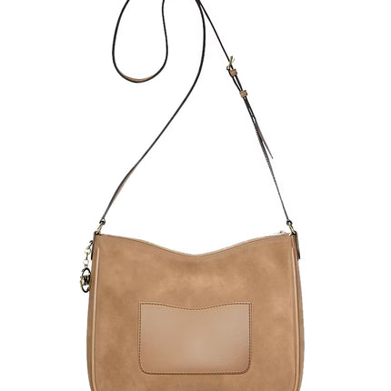 Michael Kors Women's Nayla Medium Pebbled Leather Messenger Bag Camel/Gold