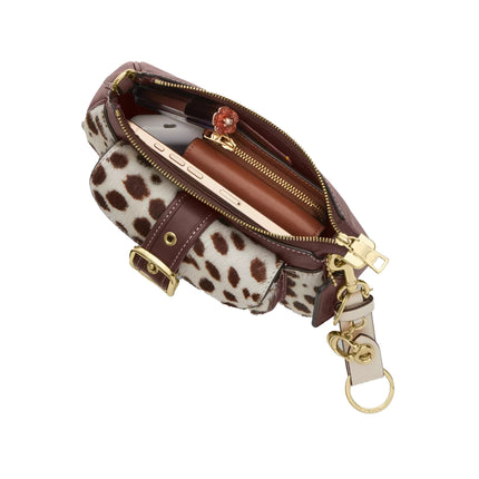 Coach Women's Ashton Mini Shoulder Bag In Haircalf Gold/Dark Brown Chalk