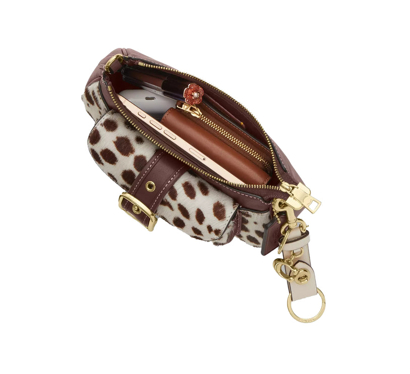 Coach Women's Ashton Mini Shoulder Bag In Haircalf Gold/Dark Brown Chalk
