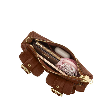 Coach Women's Ashton Shoulder Bag Suede/Gold/Warm Brown