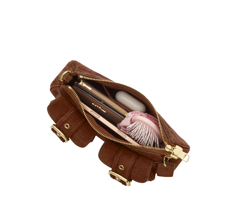 Coach Women's Ashton Shoulder Bag Suede/Gold/Warm Brown