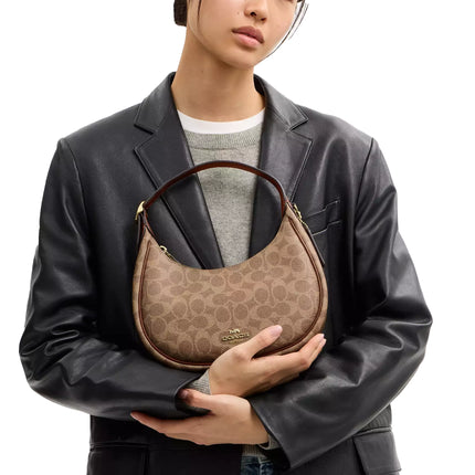 Coach Women's Emily Shoulder Bag In Signature Canvas Gold/Tan/Brown