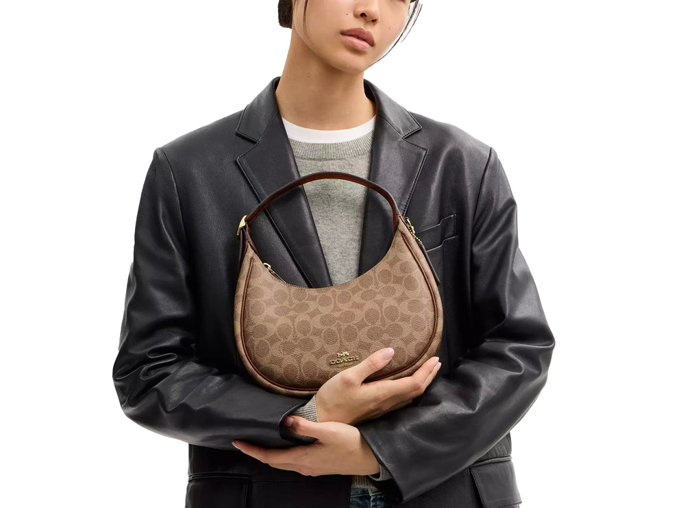 Coach Women's Emily Shoulder Bag In Signature Canvas Gold/Tan/Brown