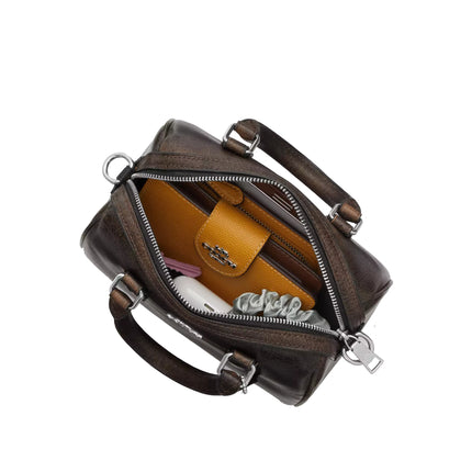 Coach Women's Mini Rowan Crossbody Bag In Loved Leather Silver/Black Brown