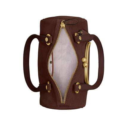 Coach Women's Kisslock Barrel Bag Brass/Dark Chocolate