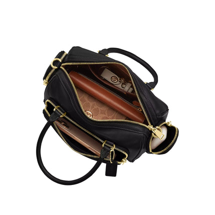 Coach Women's Rowan Satchel Bag With Pockets Gold/Black