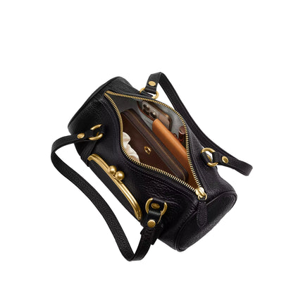 Coach Women's Kisslock Barrel Bag Brass/Black