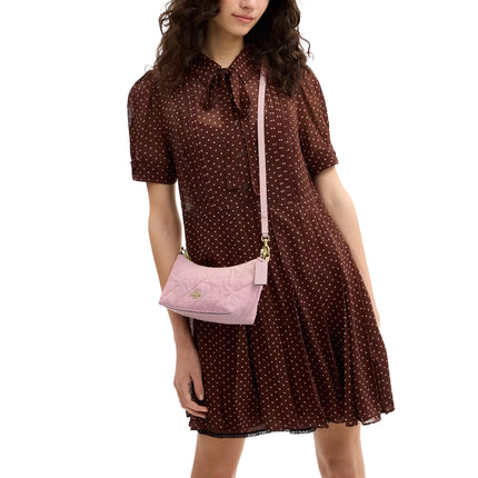 Coach Women's Caitlin Shoulder Bag In Regenerative Cotton With Quilting And Charm Gold/Light Pink