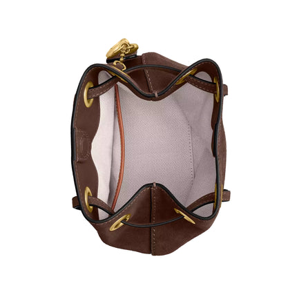 Coach Women's Jade Drawstring Bag Suede/Brass/Dark Chocolate