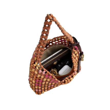Coach Women's Brooklyn Shoulder Bag 28 With Wooden Beading Brass/Maple Multi