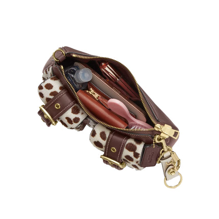 Coach Women's Ashton Shoulder Bag In Haircalf Gold/Dark Brown Chalk