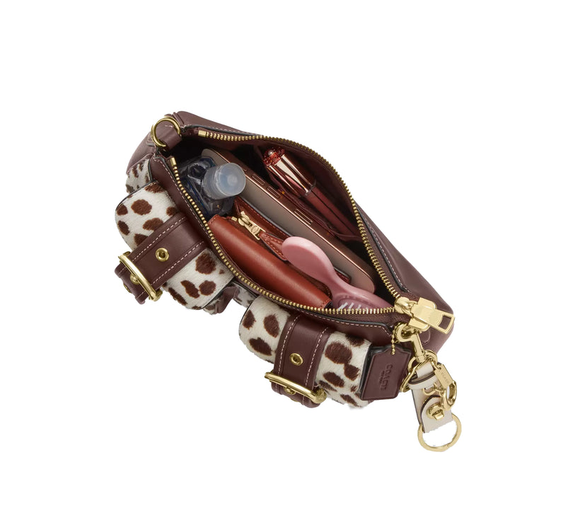 Coach Women's Ashton Shoulder Bag In Haircalf Gold/Dark Brown Chalk