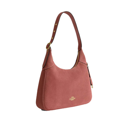 Coach Women's Ella Shoulder Bag Suede/Gold/Blush Pink