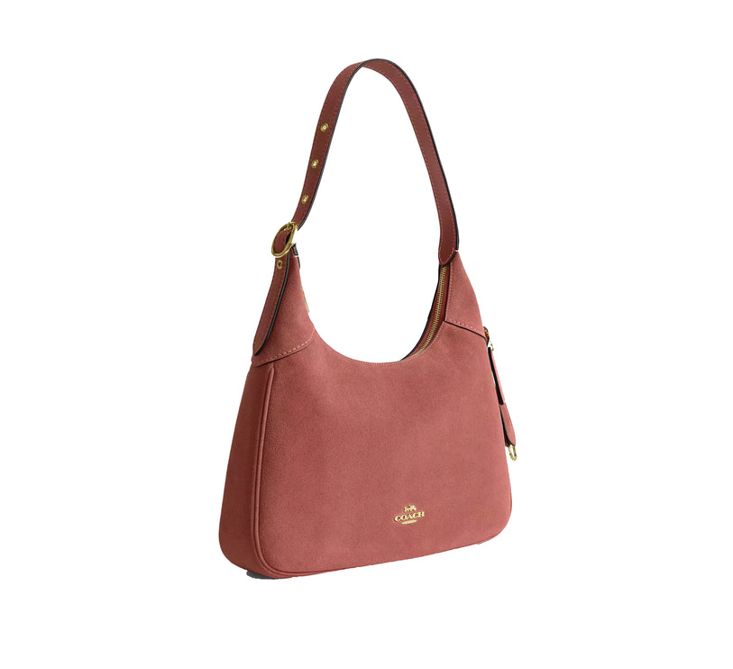 Coach Women's Ella Shoulder Bag Suede/Gold/Blush Pink