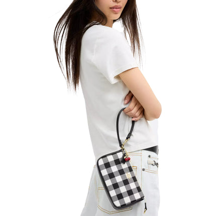 Coach Women's Nolita 19 With Gingham Print And Charm Gold/Black Multi