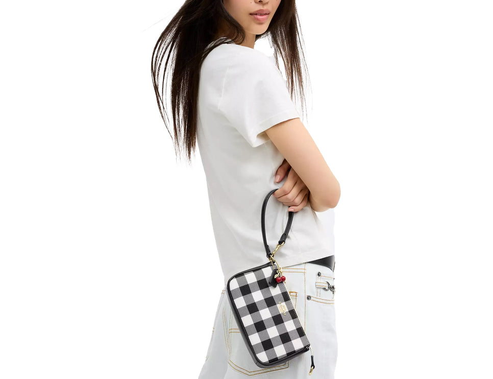 Coach Women's Nolita 19 With Gingham Print And Charm Gold/Black Multi