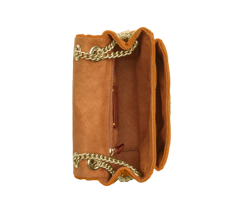 Coach Women's Elodie Crossbody Bag 18 With Quilting  Suede/Gold/Marigold