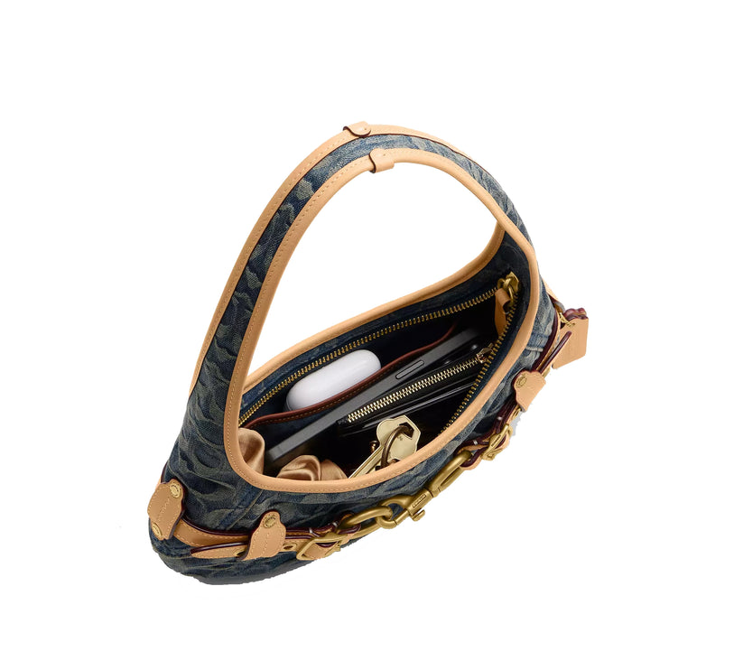 Coach Women's Belted Ergo Shoulder Bag 26 In Signature Regenerative Cotton Denim Brass/Denim