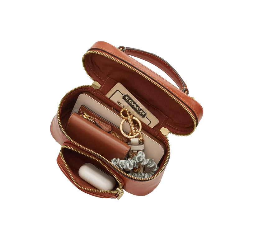 Coach Women's Rainer Crossbody Bag 18 With Pocket Gold/Cinnamon