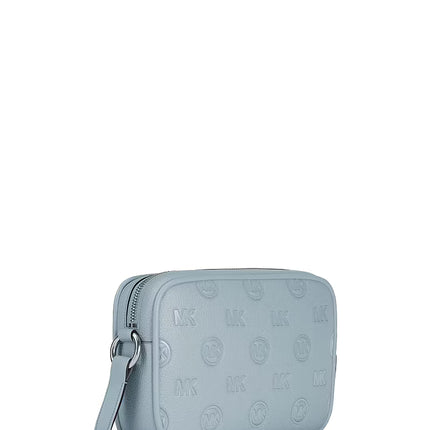 Michael Kors Women's Jet Set Travel Large Logo Debossed Camera Crossbody Bag Pale Ocean/Silver