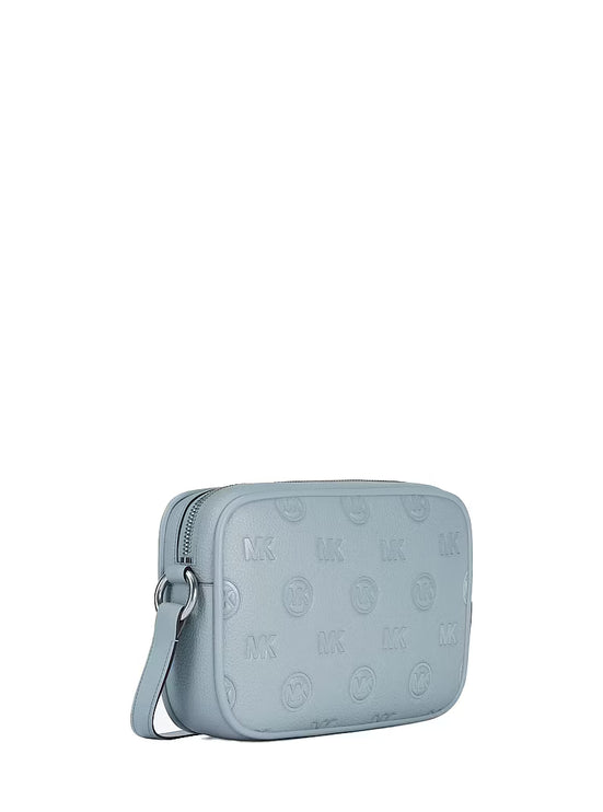 Michael Kors Women's Jet Set Travel Large Logo Debossed Camera Crossbody Bag Pale Ocean/Silver