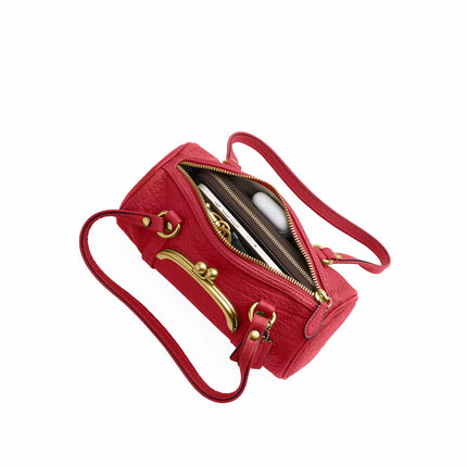 Coach Women's Kisslock Barrel Bag 28 Brass/Poppy
