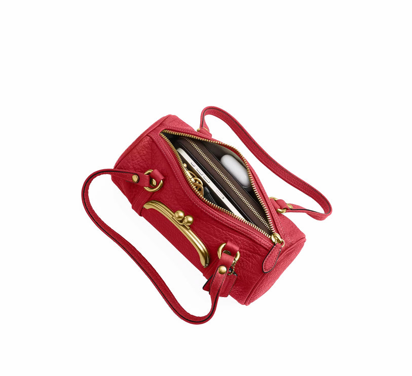 Coach Women's Kisslock Barrel Bag 28 Brass/Poppy