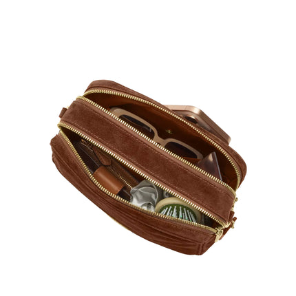 Coach Women's Carey Crossbody Bag Suede/Gold/Warm Brown