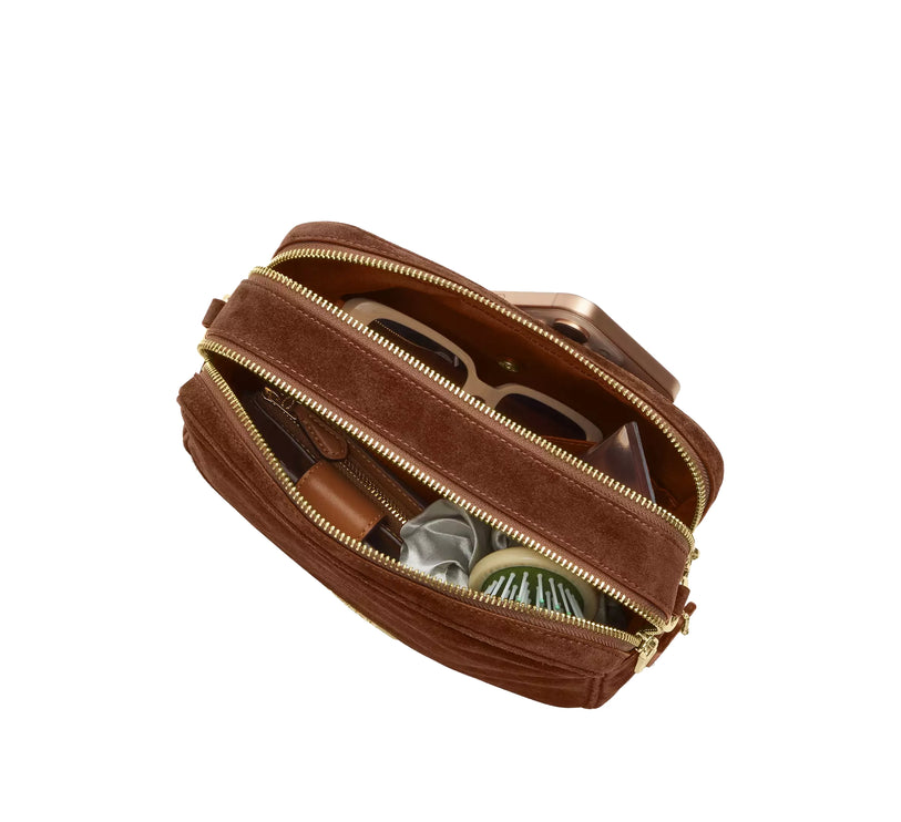 Coach Women's Carey Crossbody Bag Suede/Gold/Warm Brown