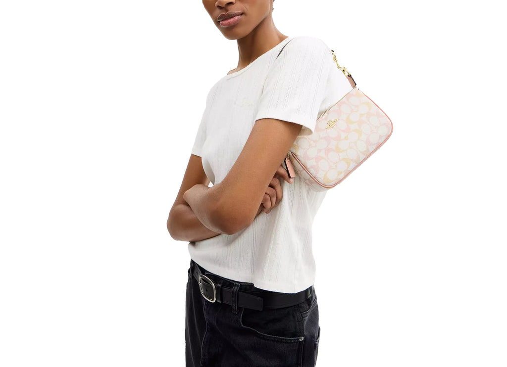 Coach Women's Nolita 19 In Pretty Signature Canvas Gold/Chalk/Pink