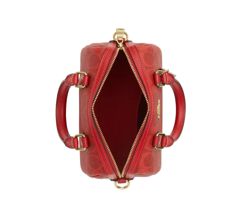 Coach Women's Mini Rowan Crossbody Bag In Signature Canvas Gold/Crimson