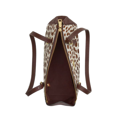 Coach Women's Asher Shoulder Bag In Haircalf Gold/Dark Brown Chalk