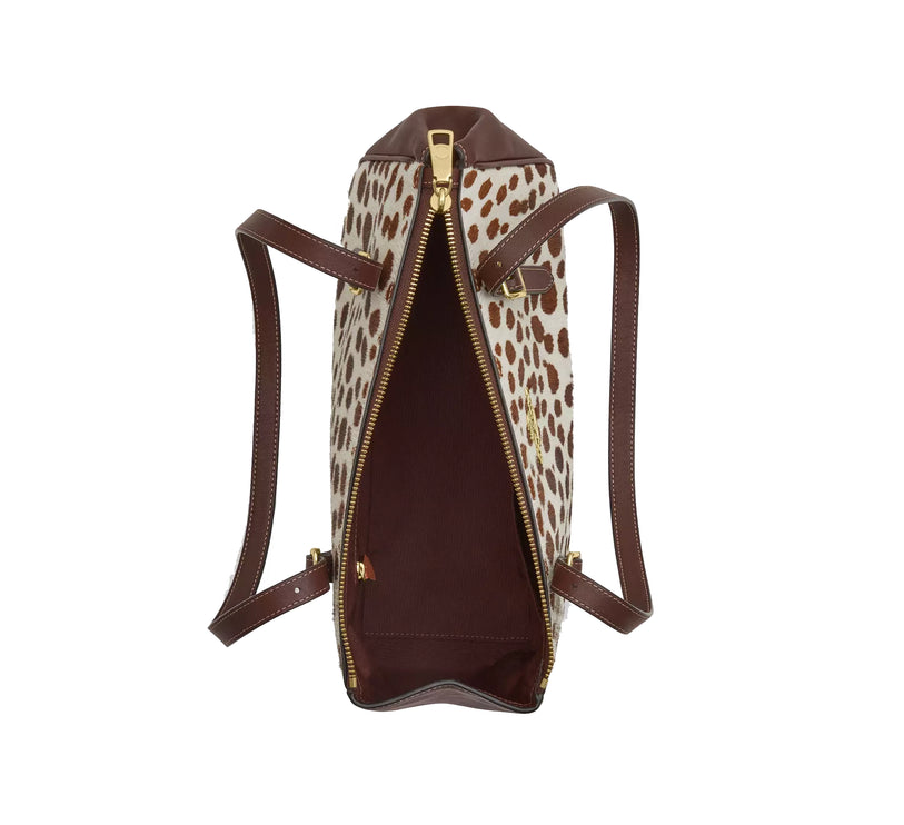 Coach Women's Asher Shoulder Bag In Haircalf Gold/Dark Brown Chalk