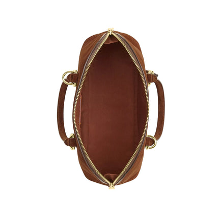 Coach Women's Lara Satchel Bag Suede/Gold/Warm Brown