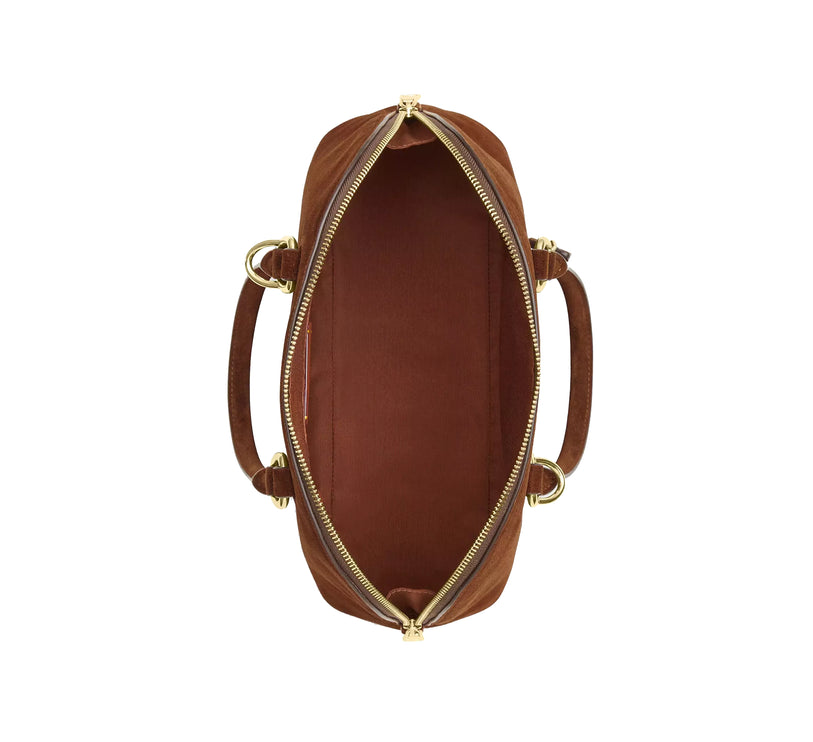 Coach Women's Lara Satchel Bag Suede/Gold/Warm Brown