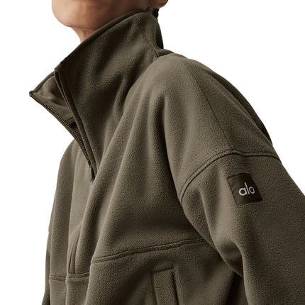 alo Women's Polar Fleece Retreat Cover Up Olive Tree