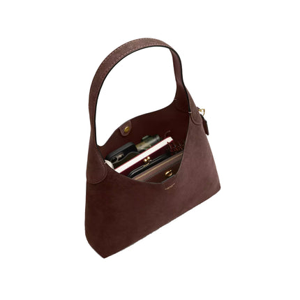 Coach Women's Brooklyn Shoulder Bag 34 Suede/Brass/Dark Chocolate