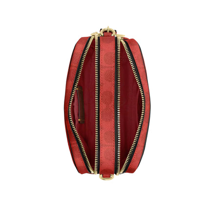 Coach Women's Mini Carey Crossbody Bag In Signature Canvas Gold/Crimson