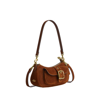 Coach Women's Ashton Mini Shoulder Bag Suede/Gold/Warm Brown