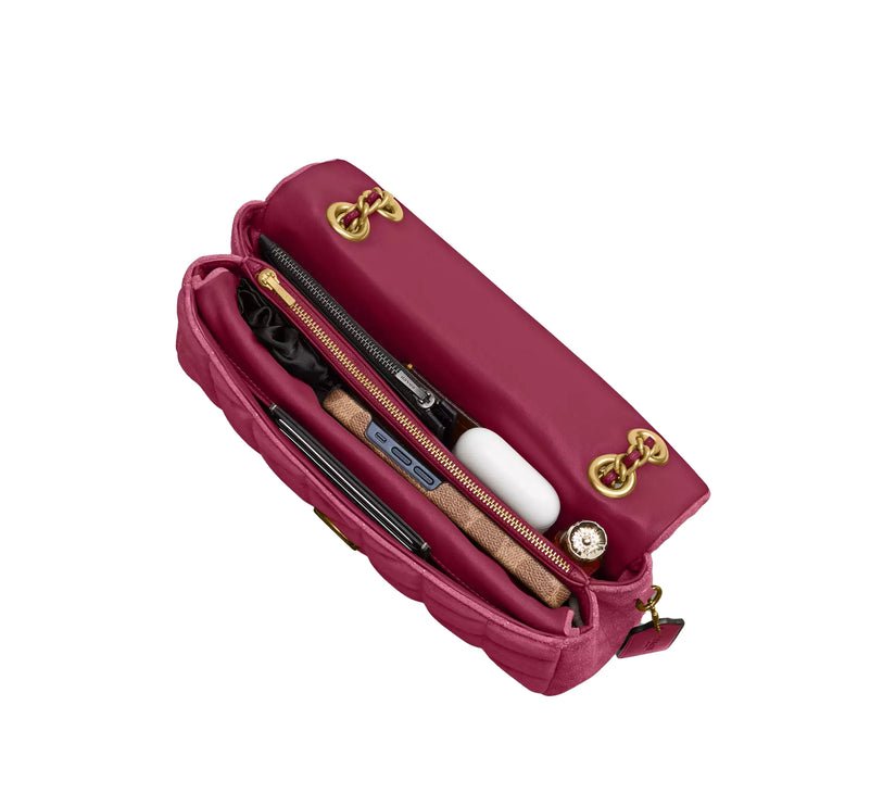 Coach Women's Tabby Shoulder Bag 26 With Quilting Brass/Dark Fuchsia