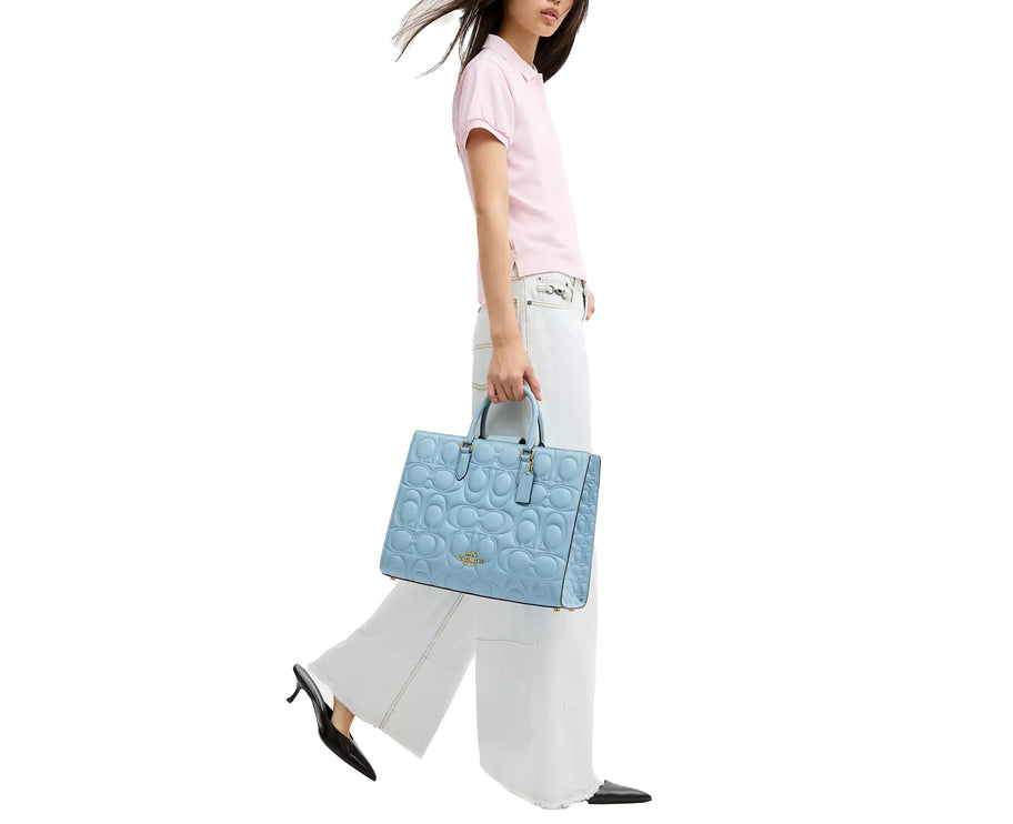 Coach Women's Maggie Tote Bag In Signature Leather Gold/Azure