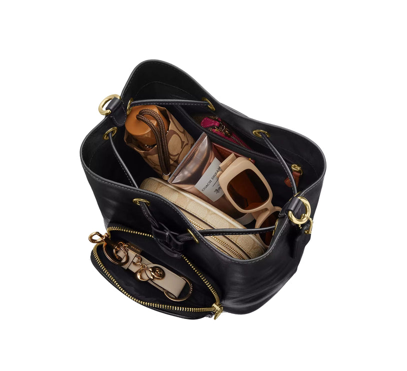 Coach Women's Rowan Bucket Bag With Pocket Gold/Black