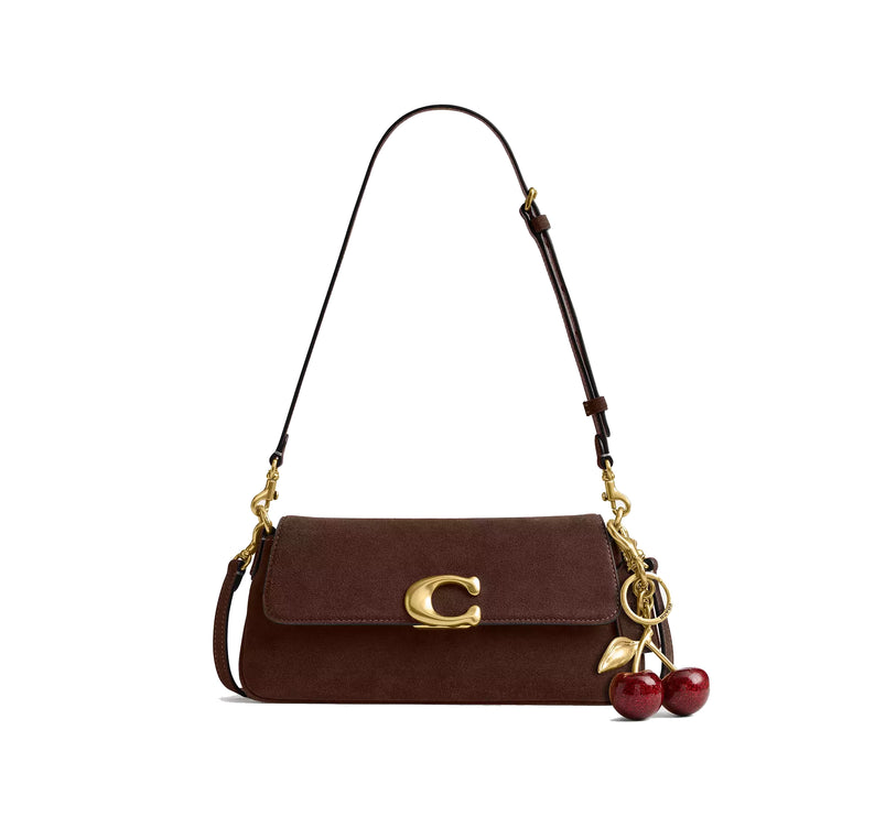 Coach Women's Jet Shoulder Bag Suede/Brass/Dark Chocolate