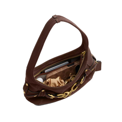 Coach Women's Belted Ergo Shoulder Bag 26 Suede/Brass/Dark Chocolate